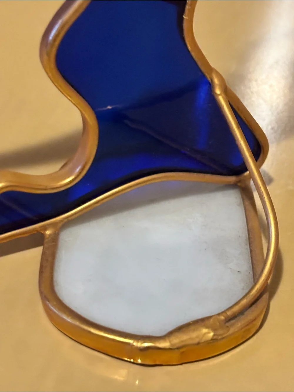 Cobalt Blue and Clear Glass Praying Angel Candleholder